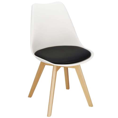White and black Springos dining chair with wooden legs