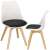 Two Springos dining chairs with wooden legs