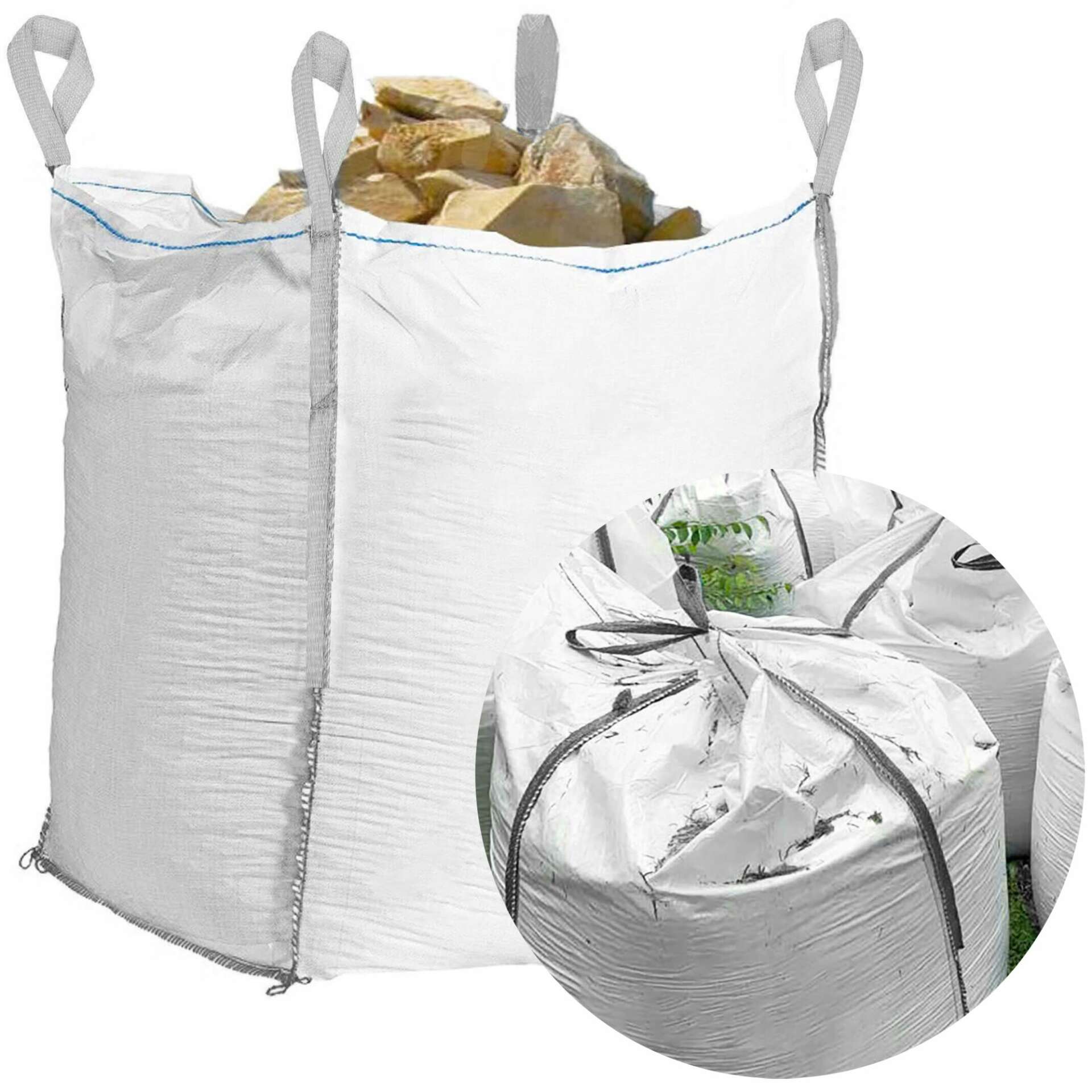 Springos kerti Gyűjtőzsák, erősített füllel 1200l 145x90x90cm - Fehér