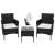 Springos black wicker garden furniture set with 2 chairs and a table