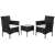 Springos black wicker garden furniture set with 2 chairs and a table