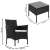 Dimensions of Springos Alabama black technorattan garden chair and coffee table