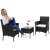 Springos black wicker garden furniture set with 2 chairs and a table