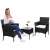Springos black wicker garden furniture set with 2 chairs and a table
