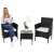 Springos black wicker garden furniture set with 2 chairs and a table