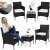 Springos black wicker garden furniture set with 2 chairs and a table, collage