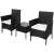 Springos black wicker garden furniture set with 2 chairs and a table