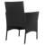 Springos black wicker garden chair with white cushion, back view