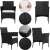 Springos black wicker garden furniture set with 2 chairs and a table, details