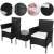 Springos black wicker garden furniture set with 2 chairs and a table, collage