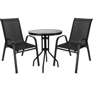 Springos kerti bútor szett, fekete