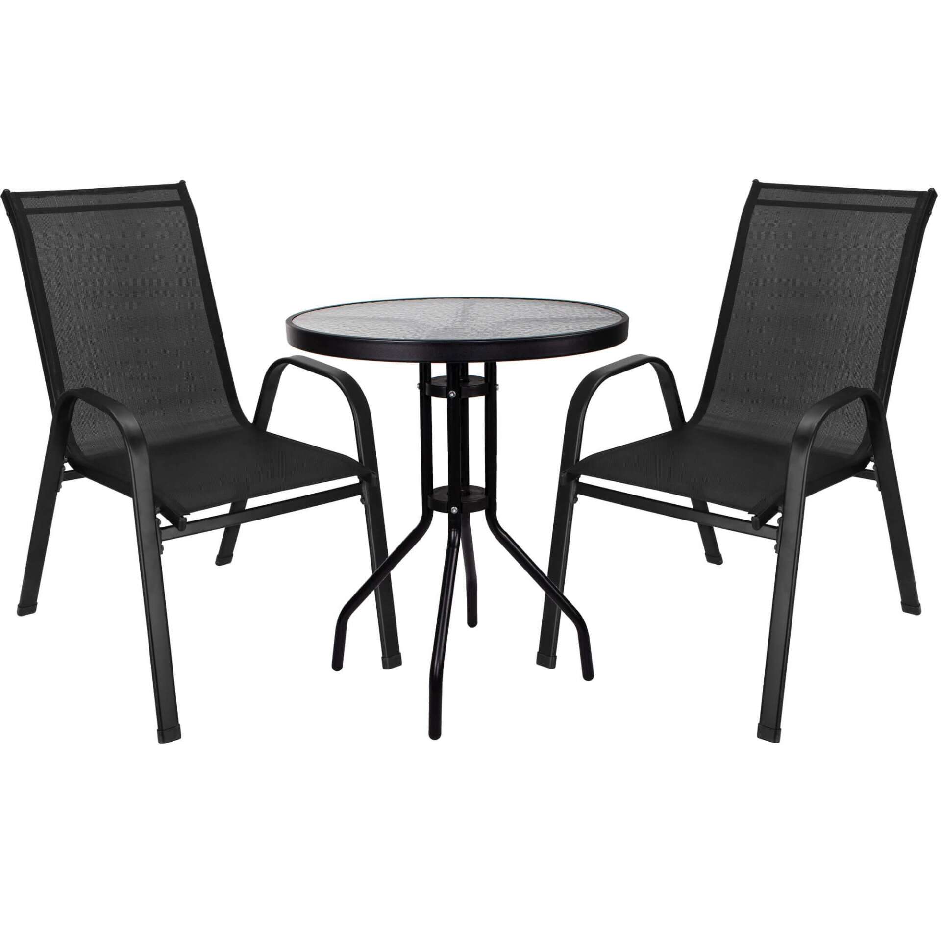 Springos kerti bútor szett, fekete