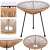 Springos garden table with glass top and beige rattan frame, details