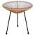 Springos garden table with glass top and beige rattan frame, front view