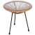 Springos garden table with glass top and beige rattan frame, front view