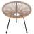 Springos garden table with glass top and beige rattan frame, front view