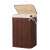 Springos bamboo laundry basket with lid, brown, 72 liters, side view