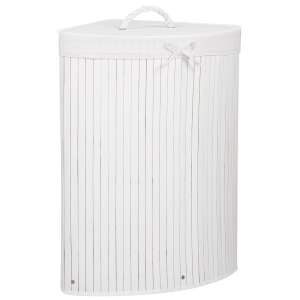 White bamboo laundry hamper with lid, Springos