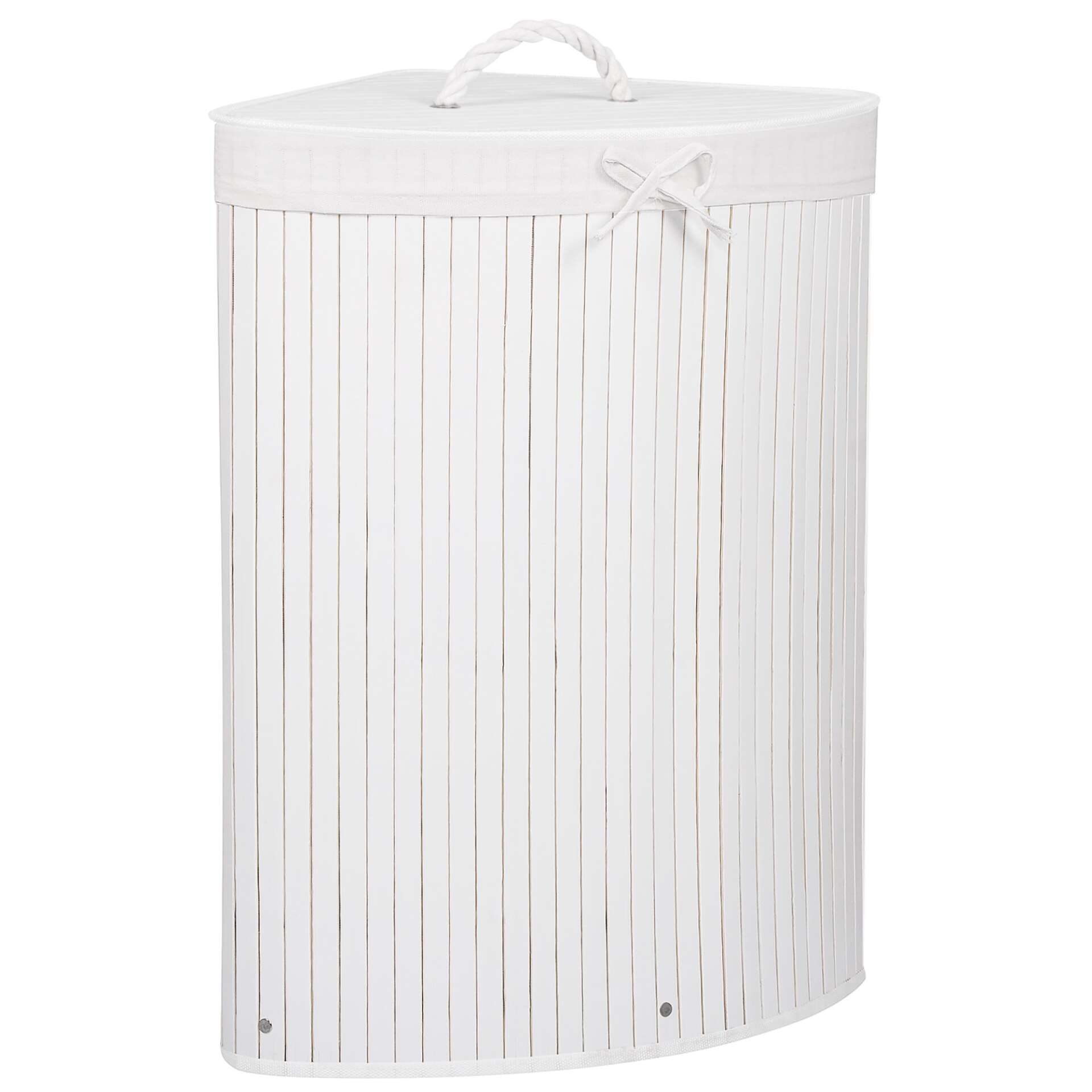 Springos bambusz Szennyeskosár, háromszög alakú, 73L - Fehér