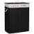 Springos bamboo laundry hamper with lid, black, lights and darks label, front view