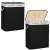 Springos bamboo laundry hamper with lid, black, lights and darks label, front and side view