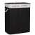 Springos bamboo laundry hamper with lid, black, lights and darks label, front view