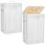 Two white bamboo laundry hampers with lids