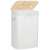 White bamboo laundry hamper with lid open