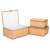 Springos bamboo storage boxes, set of 3, different sizes, with lids open and closed