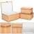 Springos bamboo storage boxes, set of 3, with the largest box open and close-ups of the lid and fabric lining
