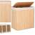 Springos bamboo laundry hamper with lid, 3 compartments, beige, 150L