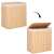 Springos bamboo laundry hamper with lid, 3 compartments, beige, 150L, showing how to open the lid