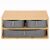 Springos Bamboo Desk Organizer with Gray Fabric Drawers