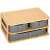 Springos bamboo desk organizer with 3 fabric drawers, front view