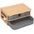 Springos bamboo desk organizer with 3 fabric drawers, angled view