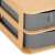 Springos bamboo desk organizer with 3 fabric drawers, close-up
