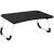 Springos foldable laptop table, black wood look top, white legs with black accents, cup holder, tablet slot, front view
