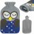 Springos hot water bottle with knitted owl cover, multiple angles