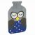 Springos grey knitted owl hot water bottle on white background
