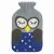 Springos grey knitted owl hot water bottle front view