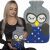 Woman holding Springos grey owl hot water bottle
