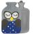 Springos 2L hot water bottle with grey knitted owl cover