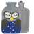 Springos 2L Owl Hot Water Bottle with Knitted Cover - Grey-Blue, Front view of the product
