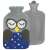 Springos 2L Owl Hot Water Bottle with Knitted Cover - Grey-Blue, Front view of the product