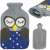 Springos 2L Owl Hot Water Bottle with Knitted Cover - Grey-Blue, Collage showing the product from different angles