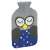 Springos 2L Owl Hot Water Bottle with Knitted Cover - Grey-Blue, Front view of the product