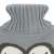 Springos 2L Owl Hot Water Bottle with Knitted Cover - Grey-Blue, Close-up view of the knitted cover