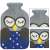 Springos 2L Owl Hot Water Bottle with Knitted Cover - Grey-Blue, Close-up view of the product
