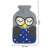 Springos 2L Owl Hot Water Bottle with Knitted Cover - Grey-Blue, Front view of the product with sizing information