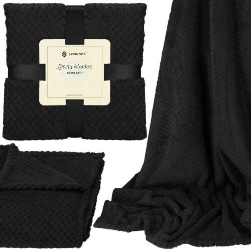 Springos black embossed plush blanket 200x220 cm